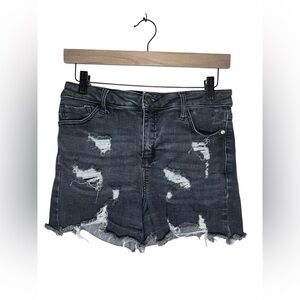 Judy Blue Distressed Cutoff Denim Shorts Size S Grey